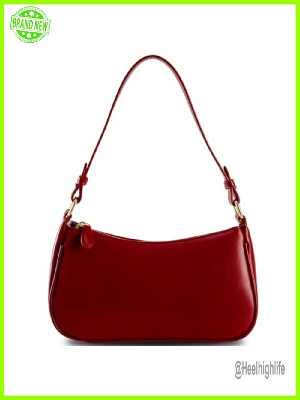 PU Leather Shoulder Bag with 2 Removable Straps Zipper Crossbody Clutch Purse